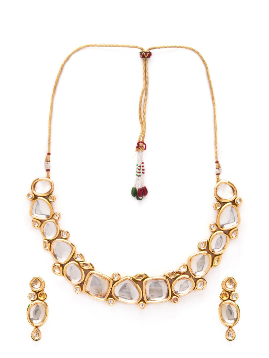 

Rubans Gold-Plated White Stone-Studded Handcrafted Jewellery Set