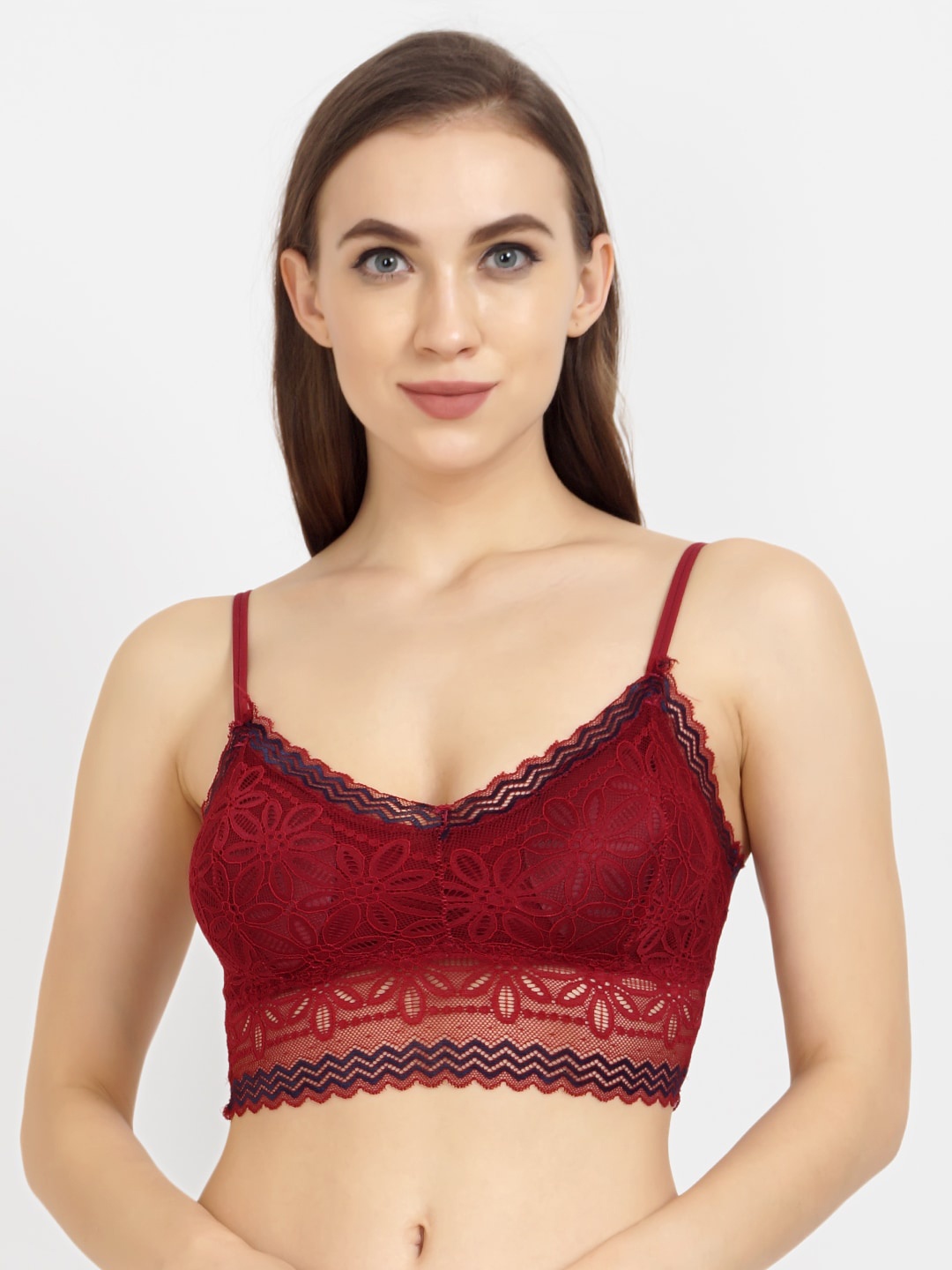 

Lebami Maroon Lace Non-Wired Lightly Padded Bralette Bra 622 Wine_30A