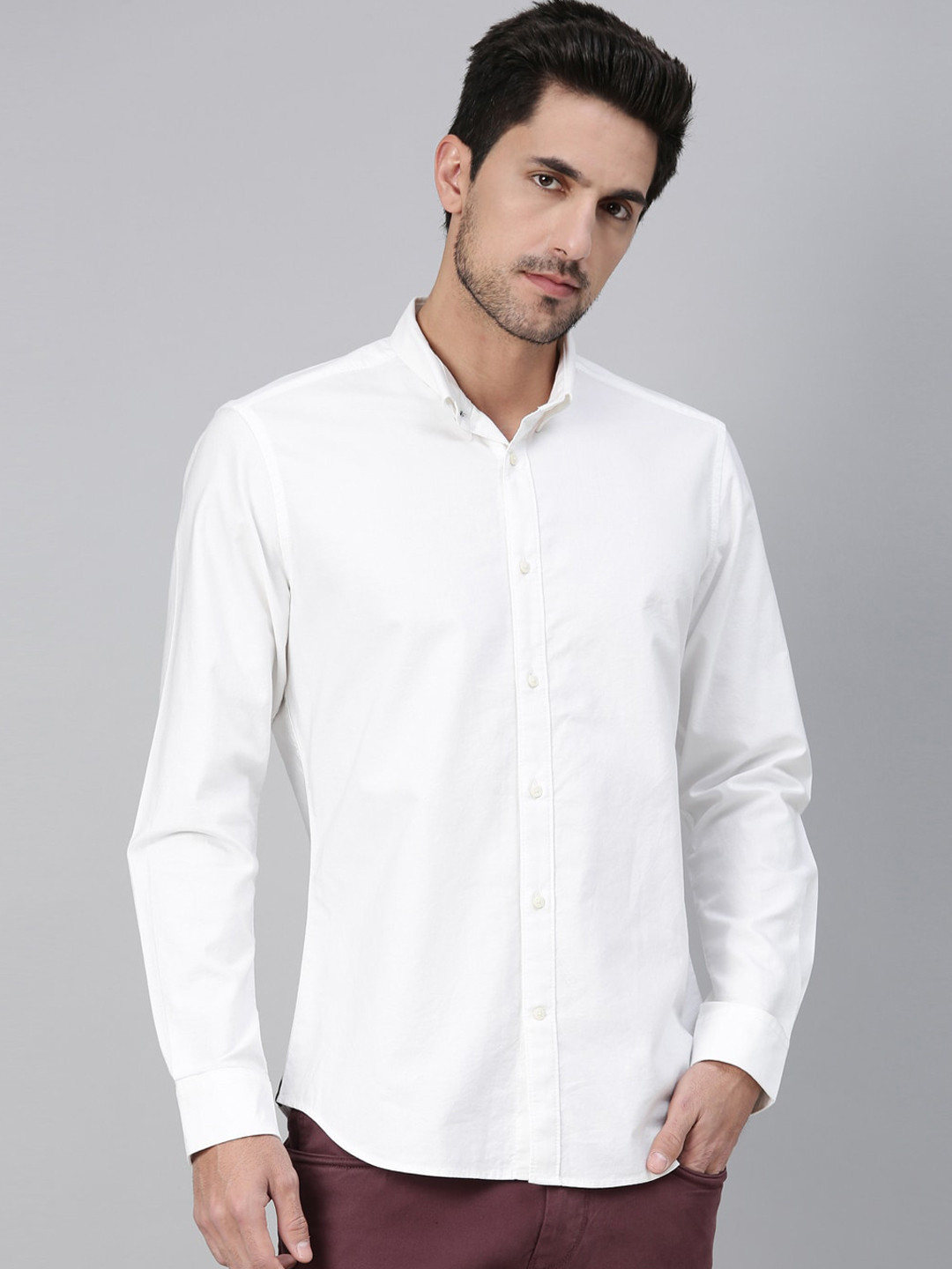 

RARE RABBIT Men White Regular Fit Solid Casual Shirt