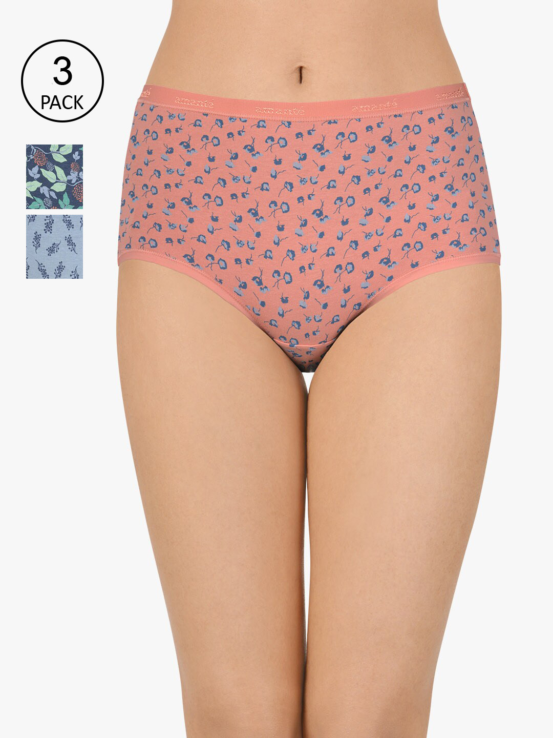 

Amante Women Printed Pack of 3 High Rise High Waist Basic Brief - PPK53101, Assorted