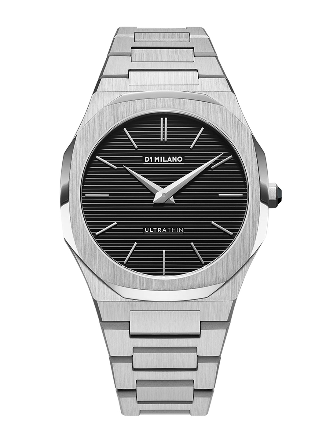 

D1 Milano Men Engraved Stripes Dial with Ultra Thin Bracelet Analogue Watch UTBJ14, Black