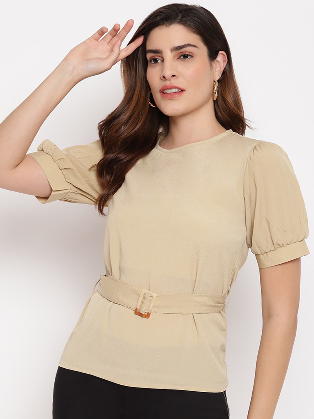 Marc loire Beige Cinched Waist Top