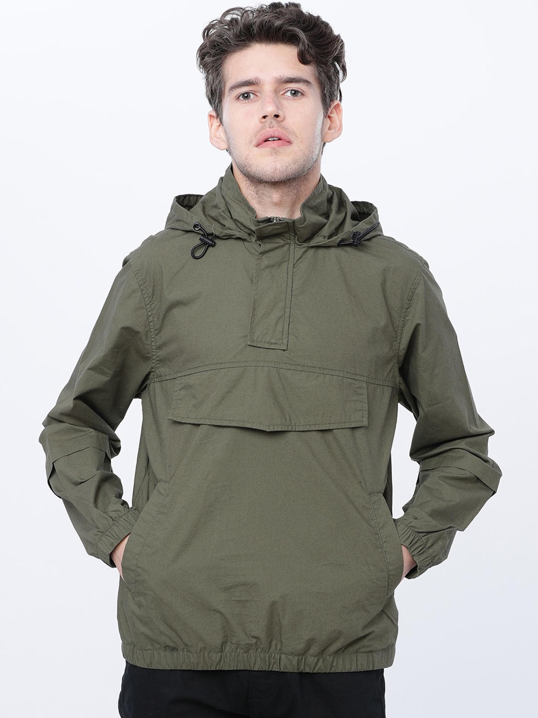 

LOCOMOTIVE Men Green Solid Tailored Shacket