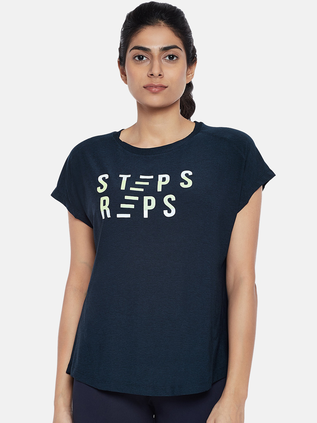 

Ajile by Pantaloons Women Navy Blue Printed Regular Top