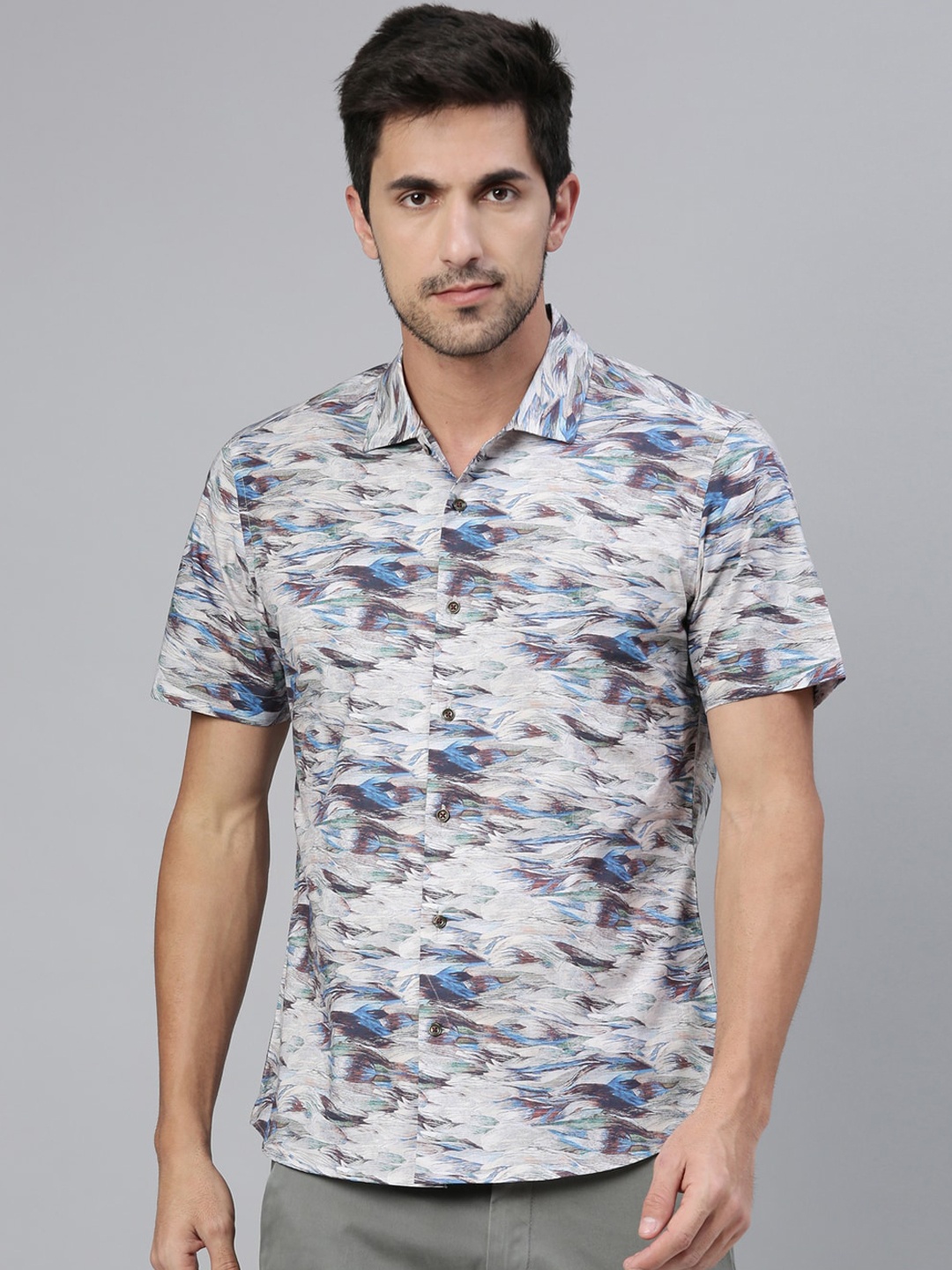 

RARE RABBIT Men Story Regular Fit Printed Shirt, Grey