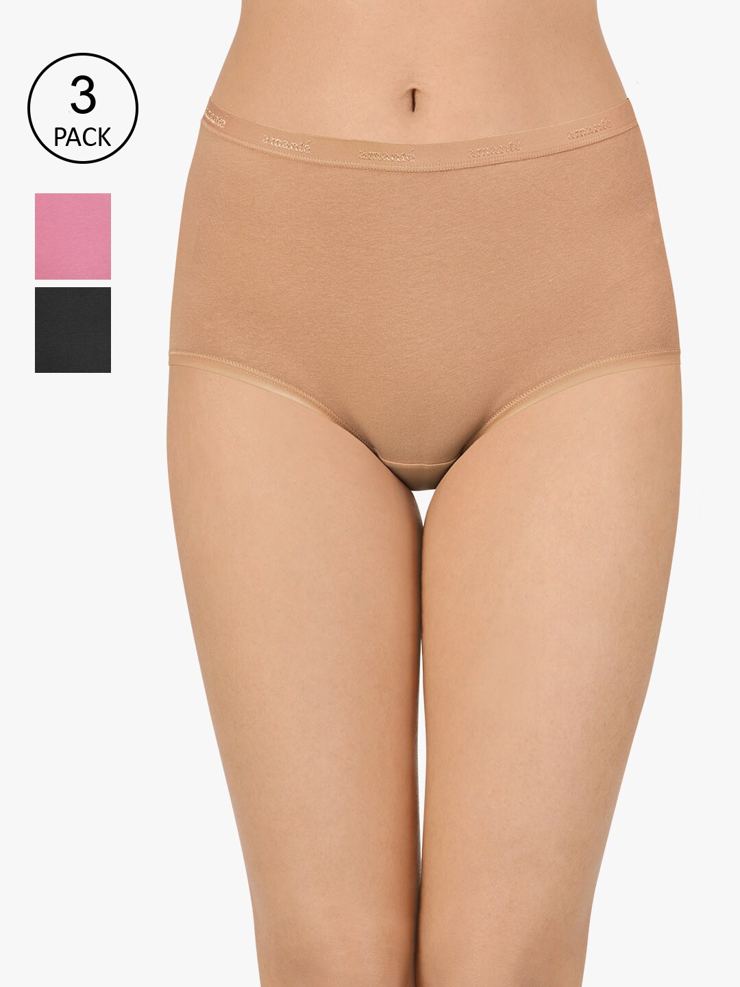 

Amante Women Pack Of 3 Multicoloured Hipster Briefs-PPK53001, Beige
