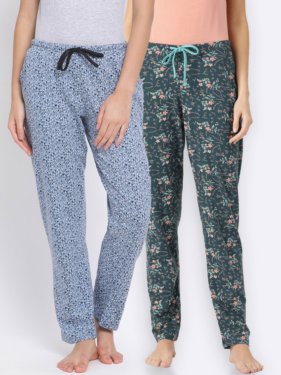 

Kanvin Women Pack of 2 Printed Lounge Pants, Green
