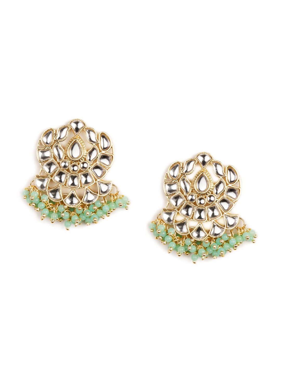 

NAMASYA Gold-Toned & Turquoise Blue Contemporary Drop Earrings