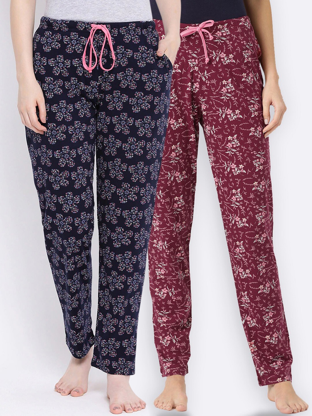 

Kanvin Women Pack Of 2 Printed Lounge Pants, Maroon