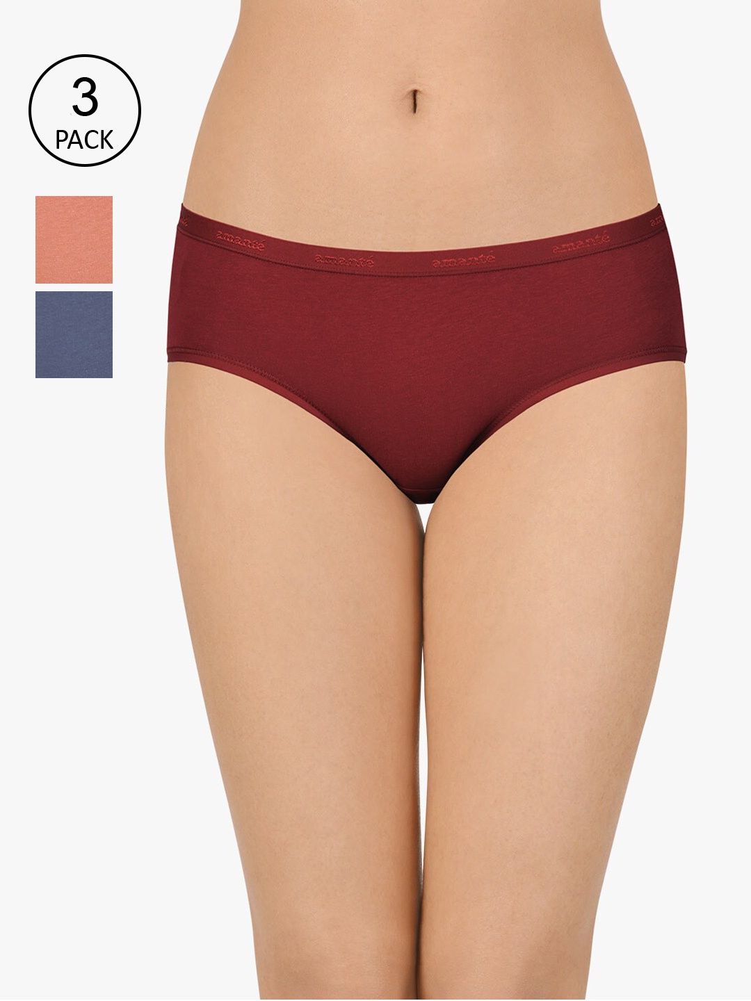 

Amante Women Pack Of 3 Assorted Hipster Briefs-PPK43001