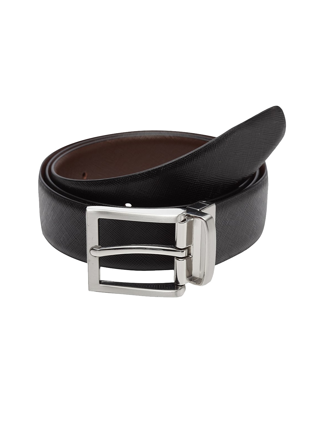 

WELBAWT Men Black & Brown Textured Reversible Belt