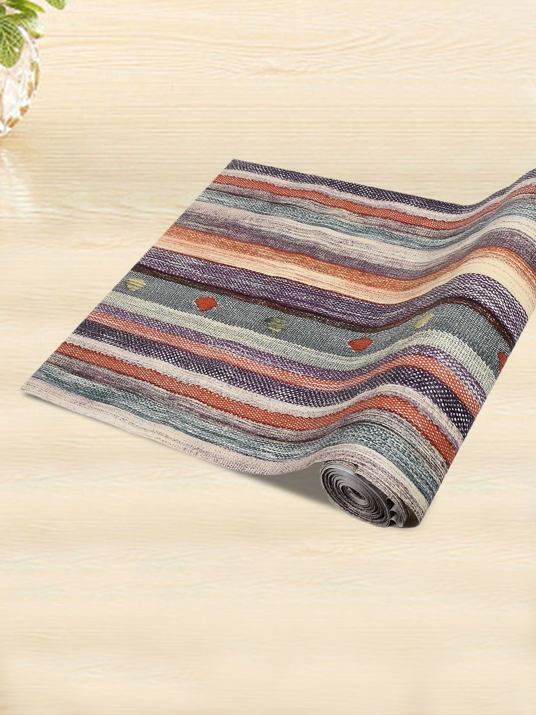

Kuber Industries Green & Purple Striped PVC Water-Resistant Shelf Liner 10 m