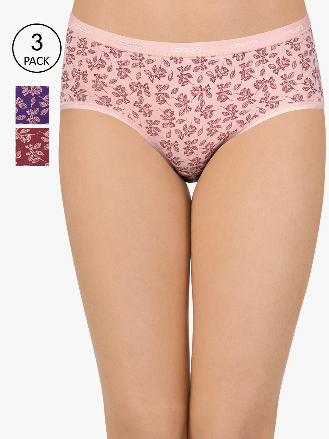 

Amante Women Pack Of 3 Low-Rise Hipster Briefs PPK43101, Assorted