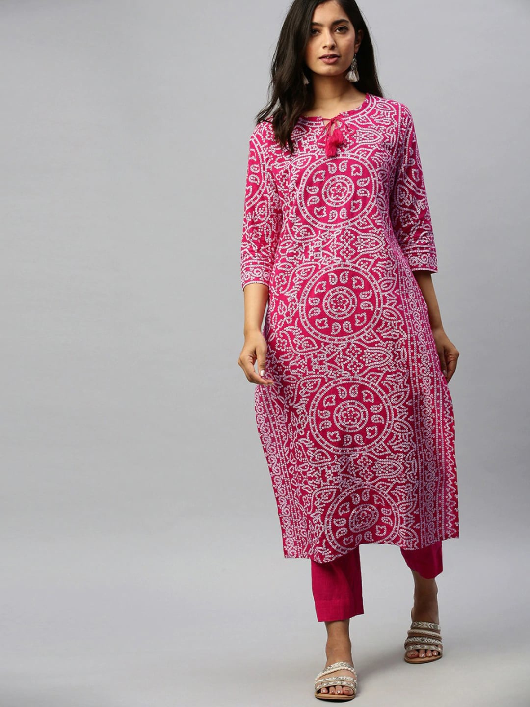 Ishin Women Pink Printed Kurta