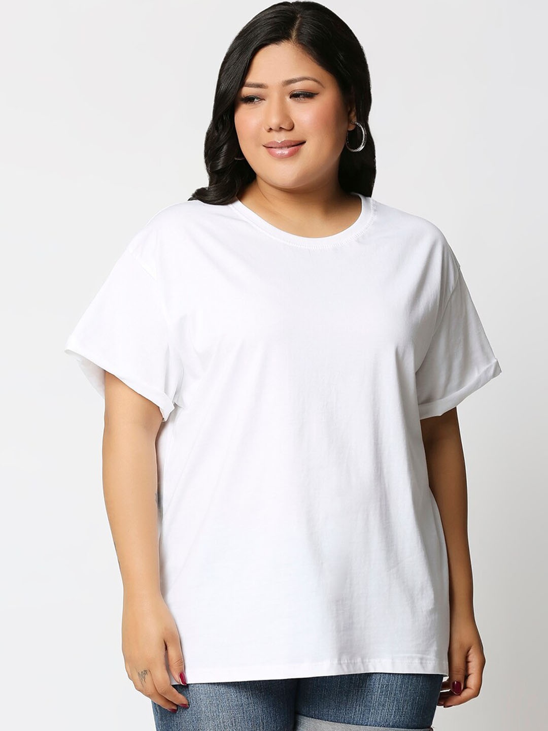 

Bewakoof Boyfriend Plus Size T-shirt, White