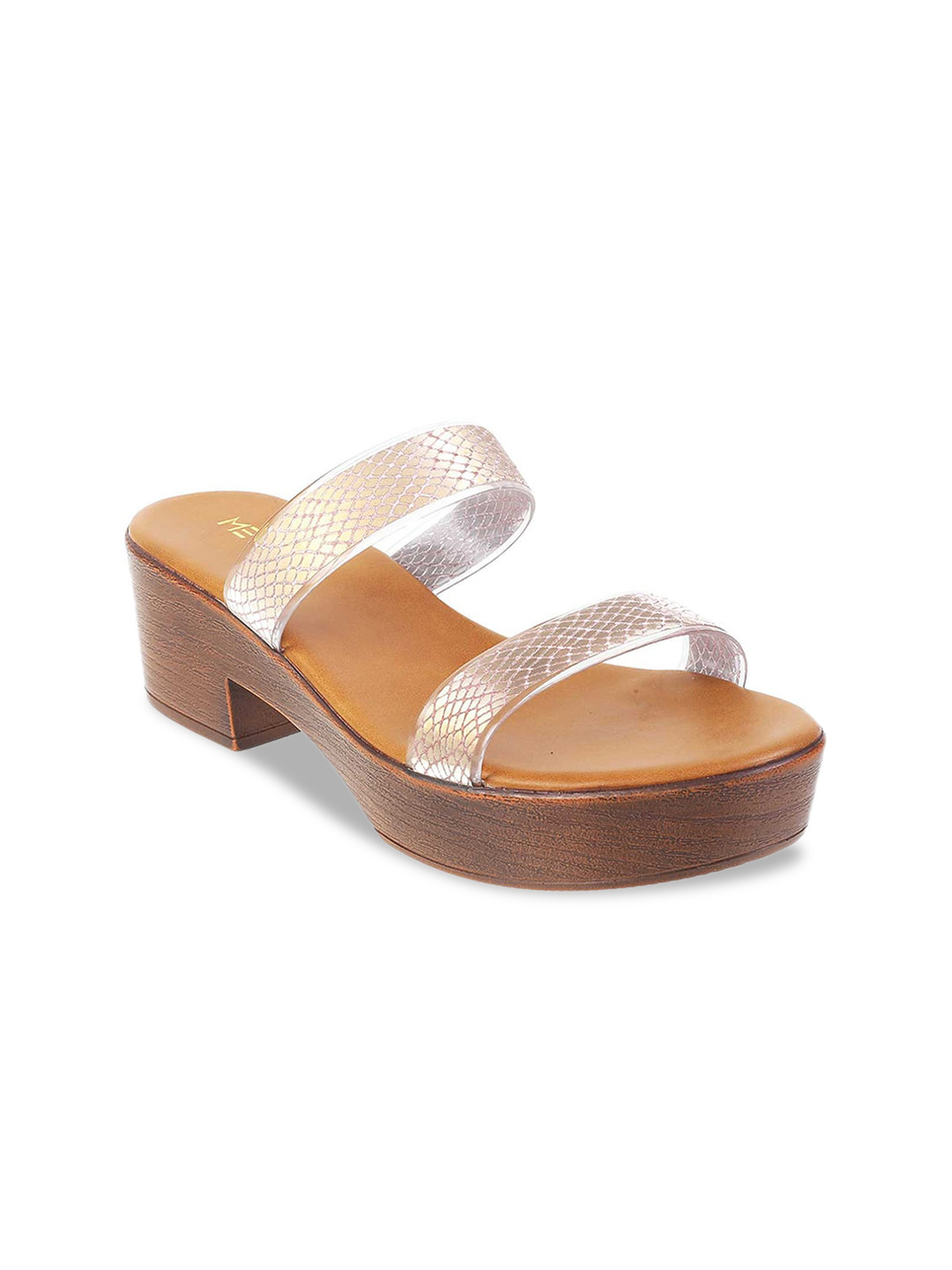 

Metro Women Silver-Toned Textured Block Heels