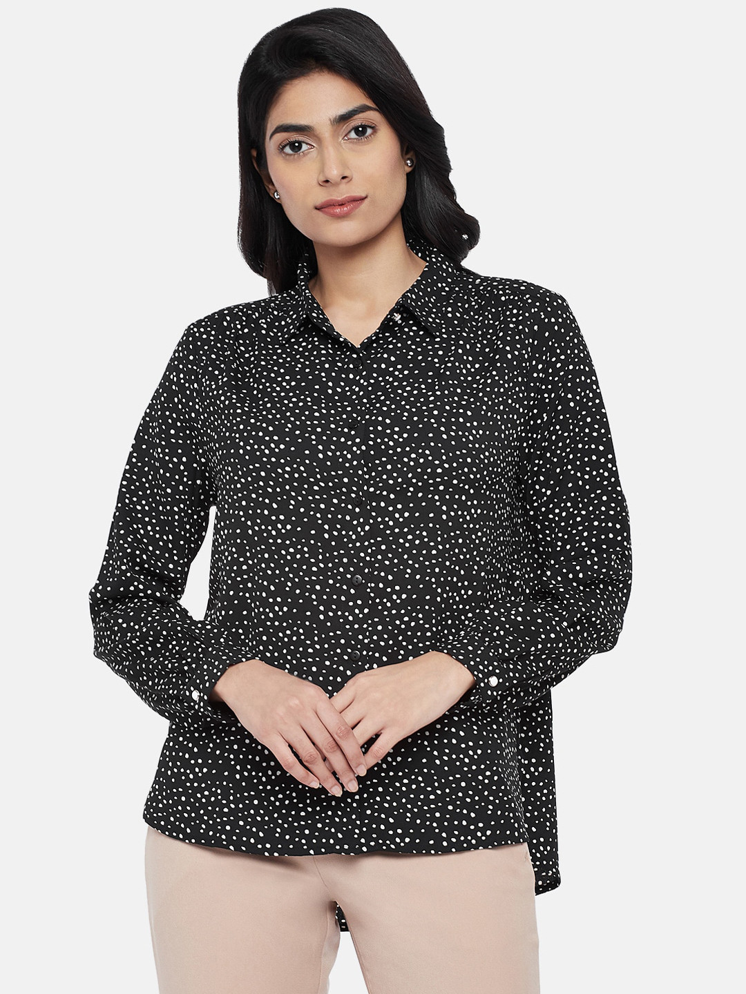 

Annabelle by Pantaloons Women Black Regular Fit Printed Casual Shirt