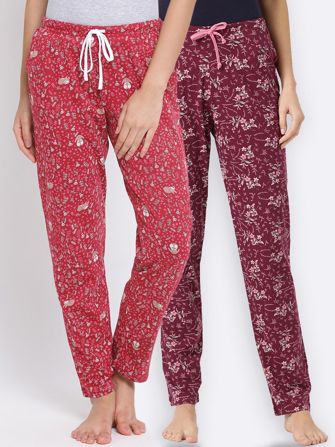 

Kanvin Women Pack Of 2 Lounge Pants, Maroon