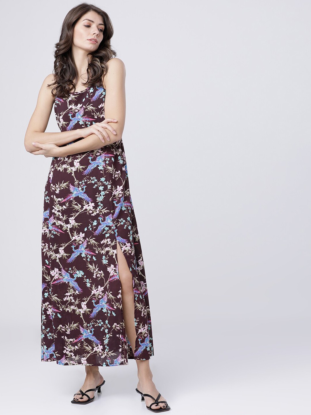 

Tokyo Talkies Women Purple Floral Printed Maxi Dress