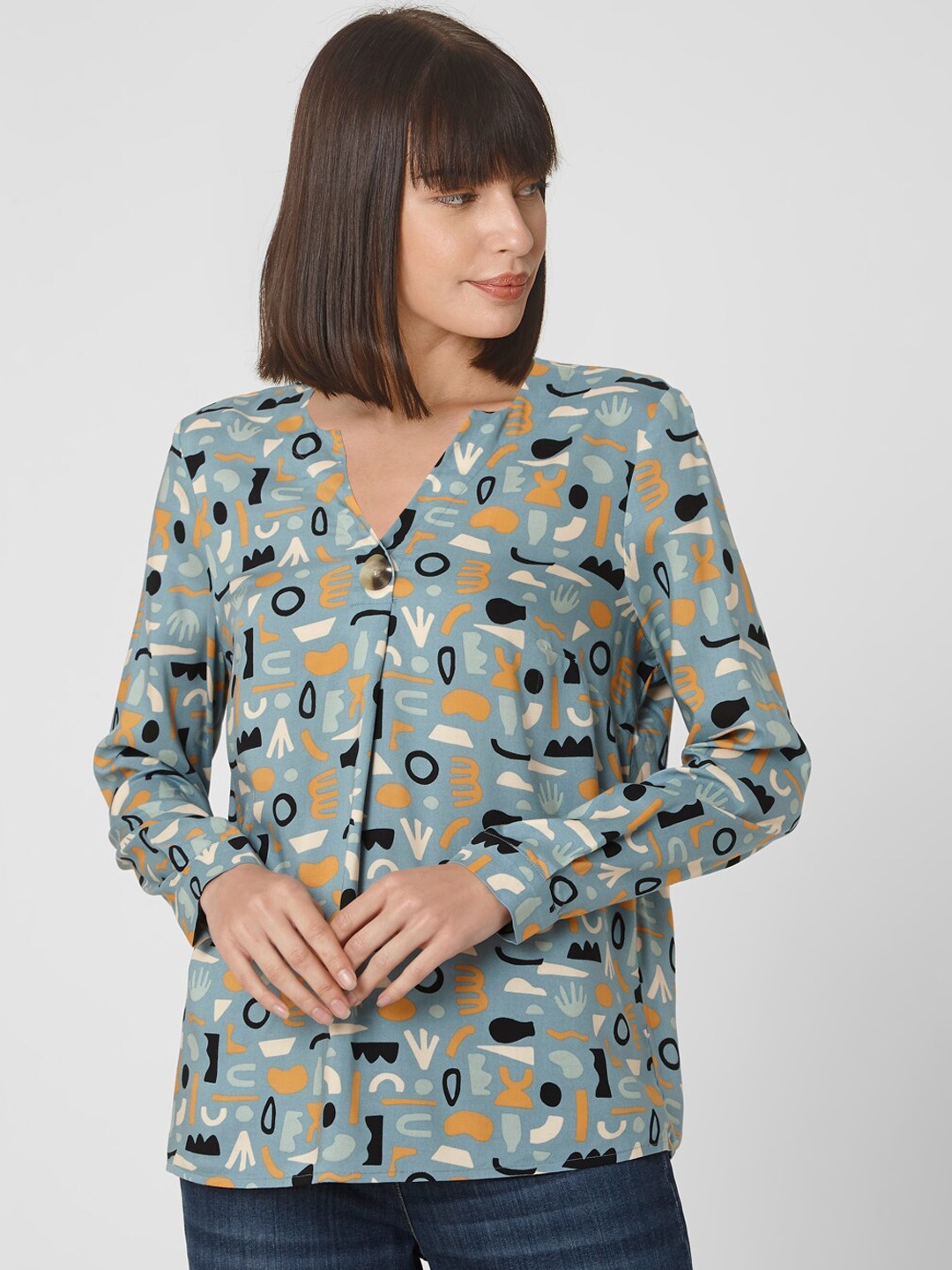 

Vero Moda Blue Printed Regular Top