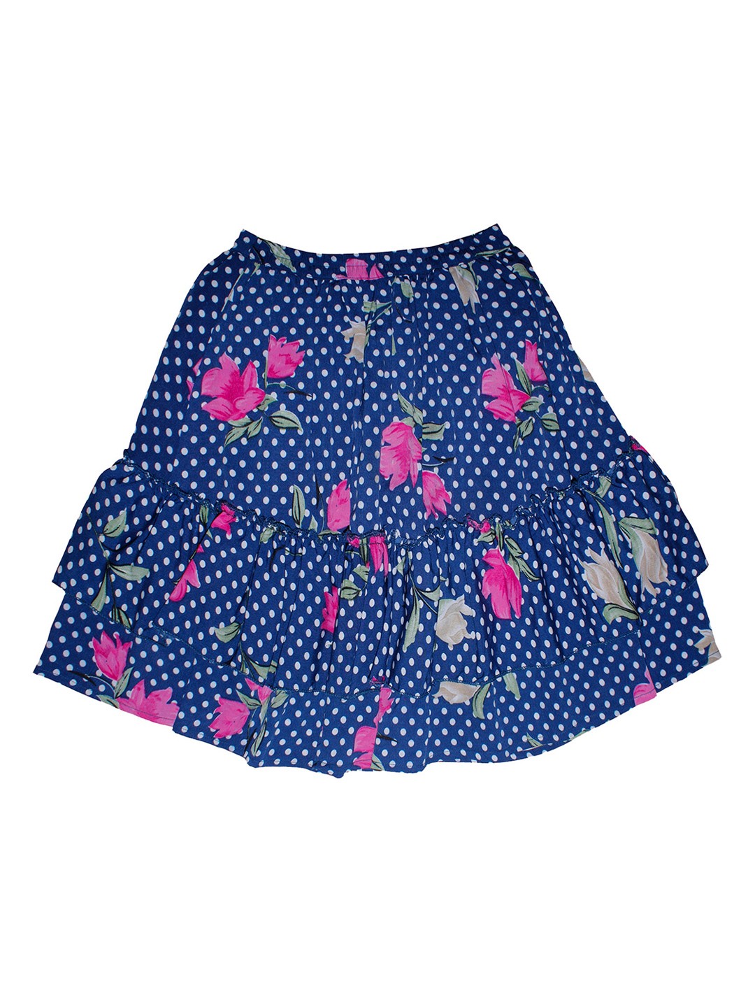

KiddoPanti Girls Blue & Pink Floral Printed A-Line Mini Skirt