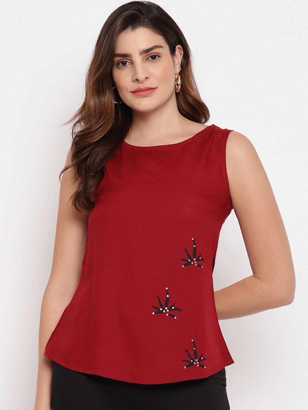 

Marc Loire Women Red Embellished Regular Top