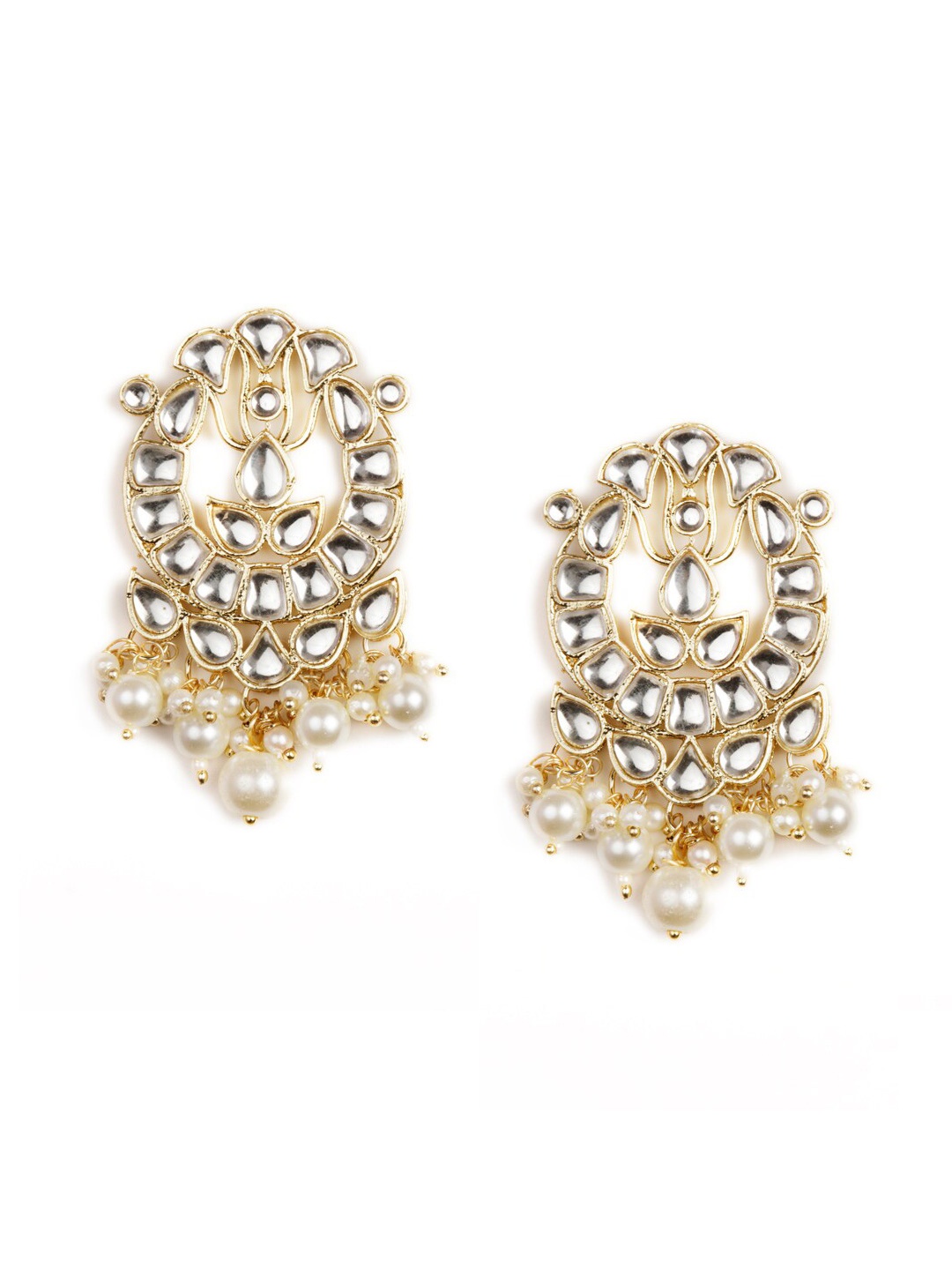 

NAMASYA White & Gold-Plated Contemporary Drop Earrings