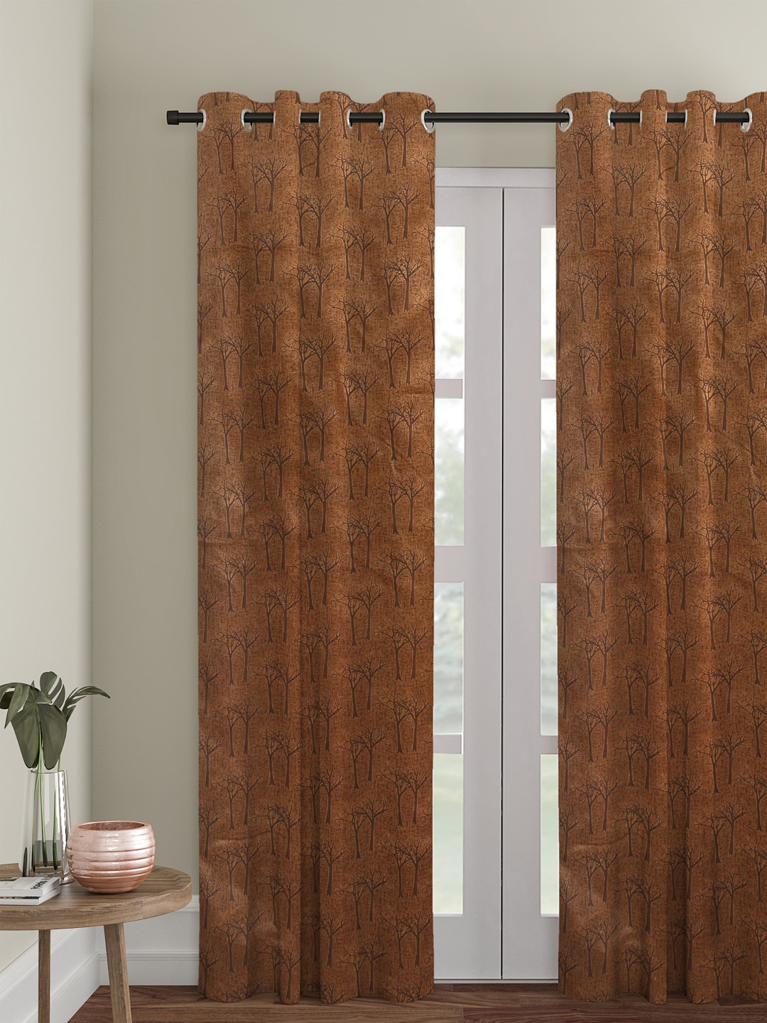 

HOSTA HOMES Brown Printed Single Door Curtain