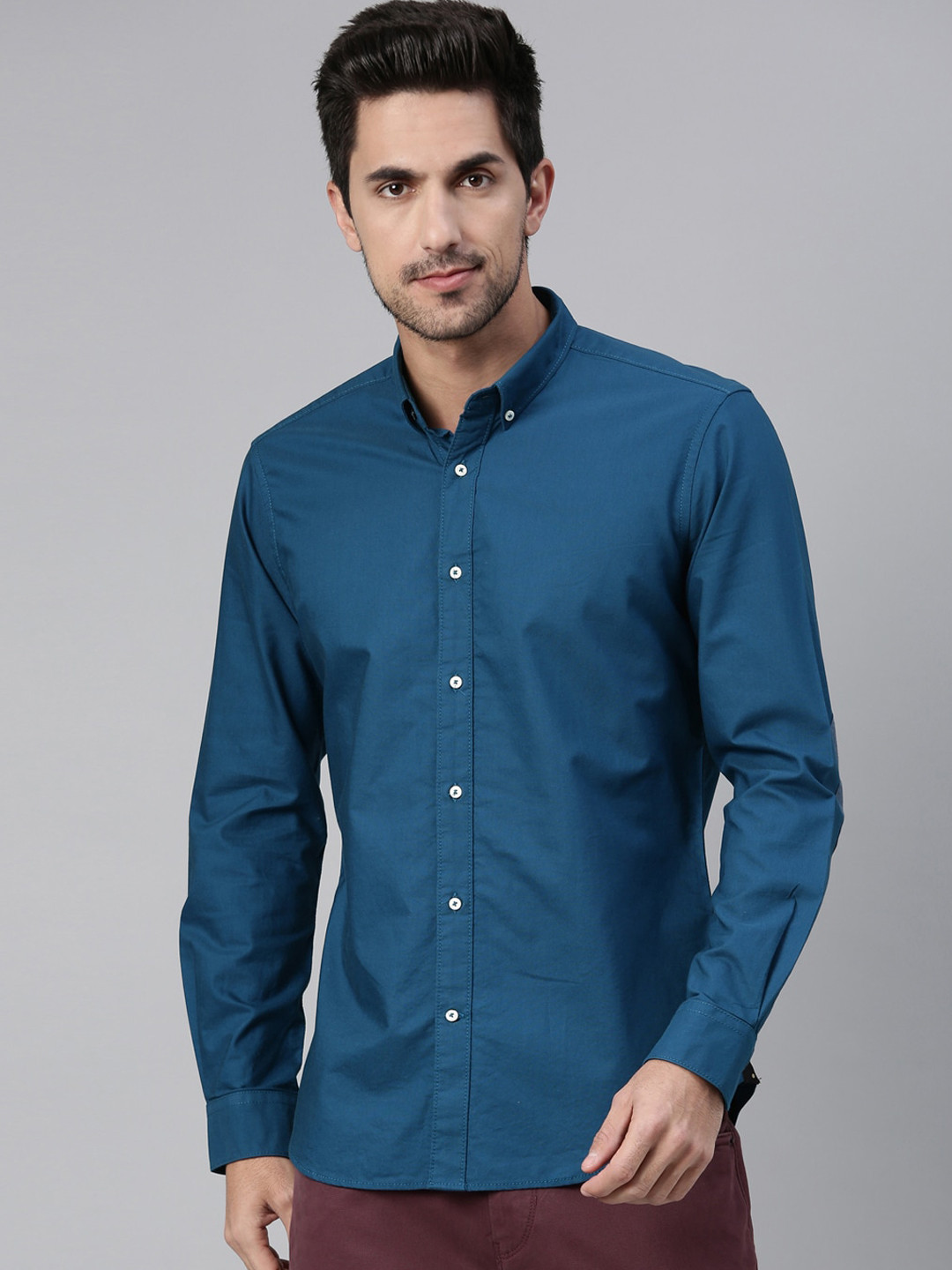 

RARE RABBIT Men Teal Green Regular Fit Solid Casual Shirt