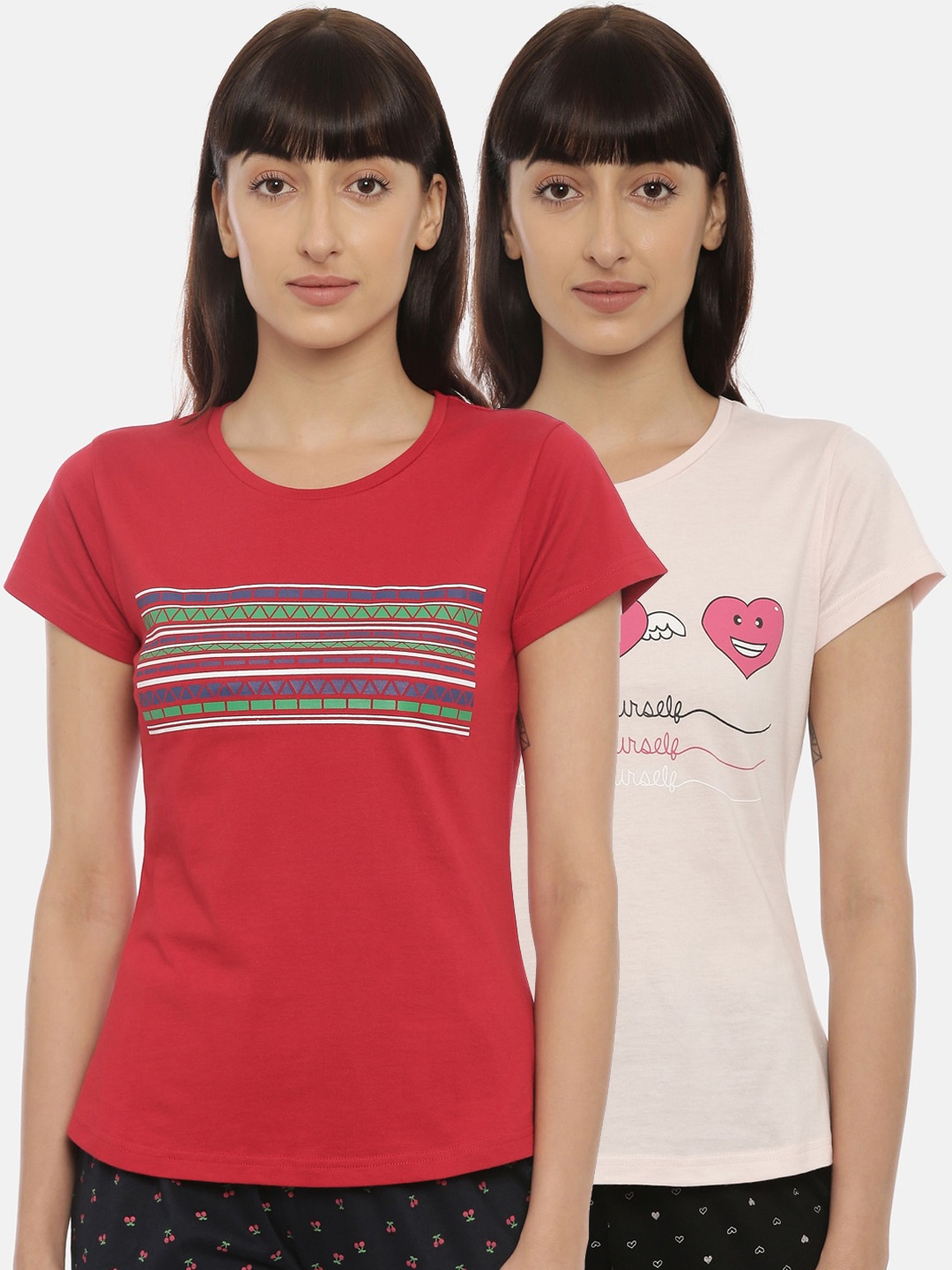 

Curare Women Pack Of 2 Lounge T-Shirts, Red