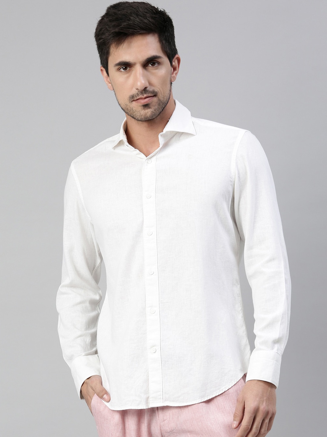 

RARE RABBIT Men Genova Regular Fit Solid Shirt, White