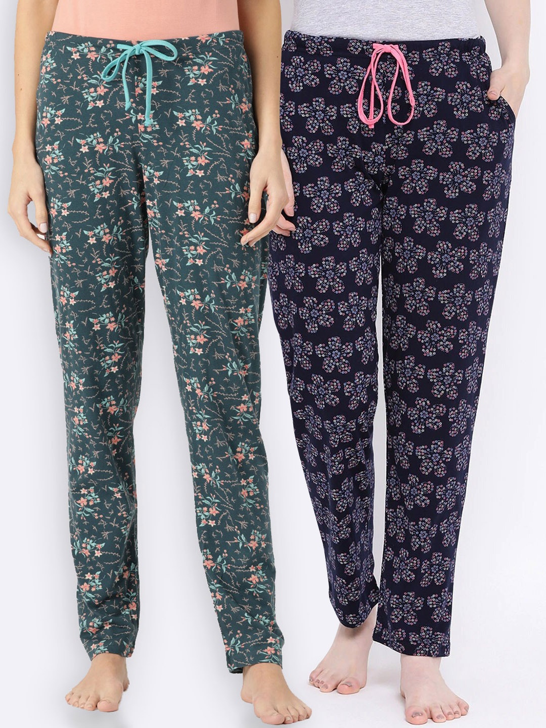 

Kanvin Women Pack of 2 Printed Lounge Pants, Green