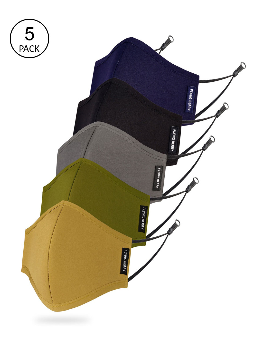 

FLYING BERRY Pack Of 5 3-Ply Anti-Pollution Face Masks, Mustard
