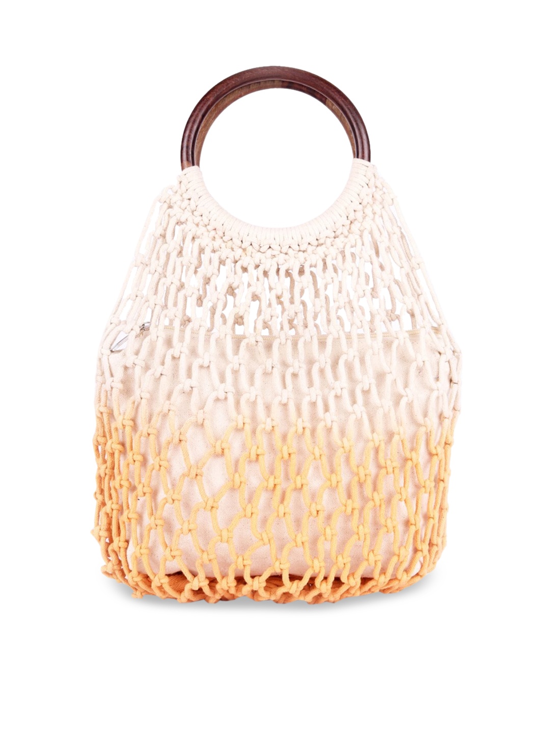 

ASTRID Women Yellow Self Design Tote Bag