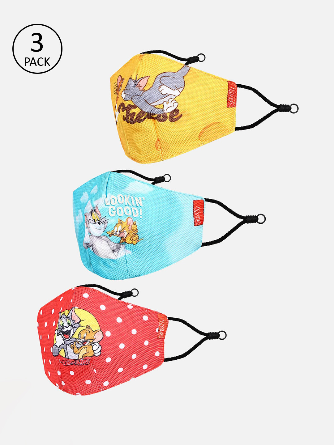 

Tom & Jerry featured pack of 3 multicolor Kids masks, Blue