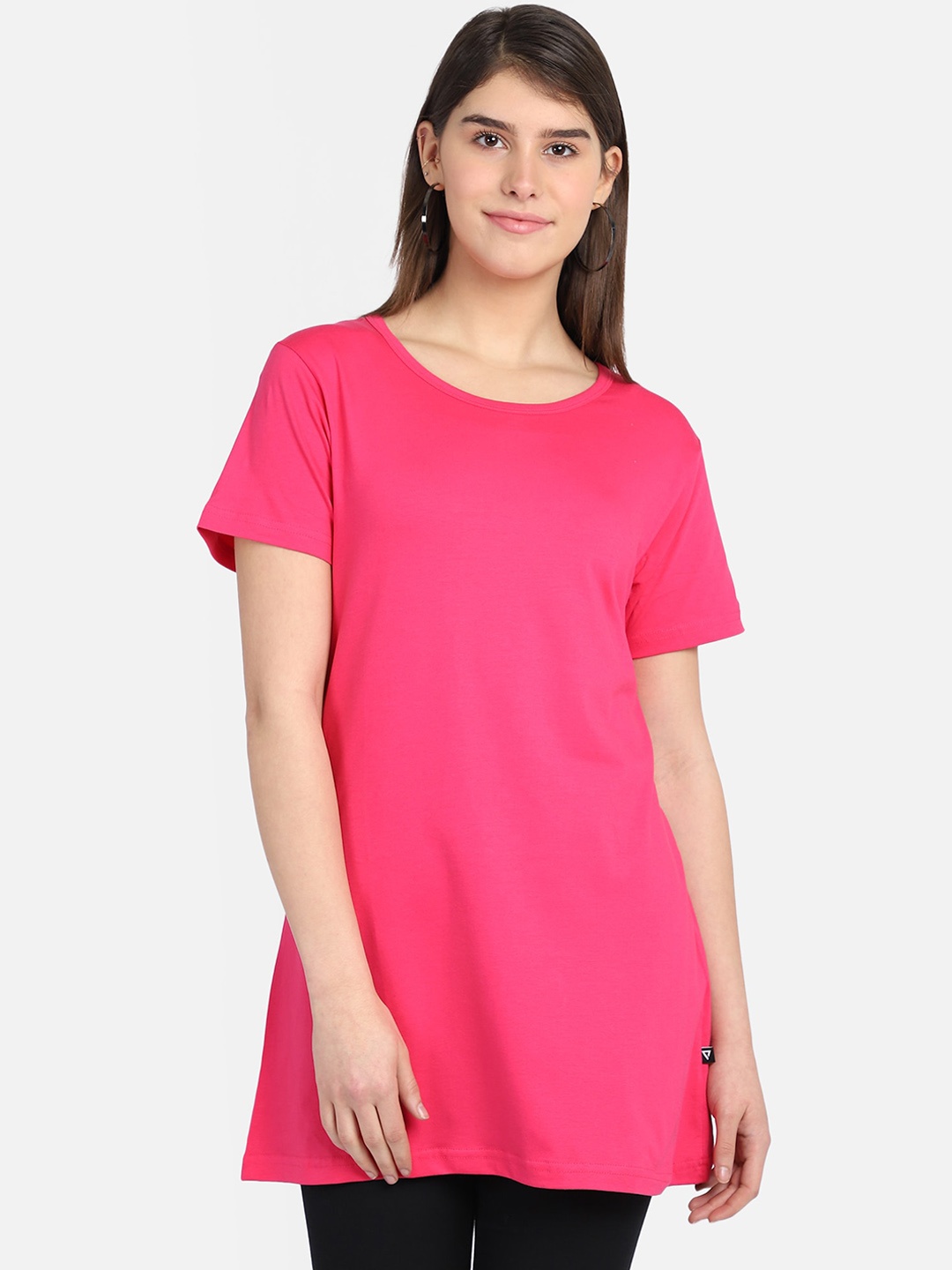 

PROTEENS Women Fuchsia Solid Round Neck T-shirt