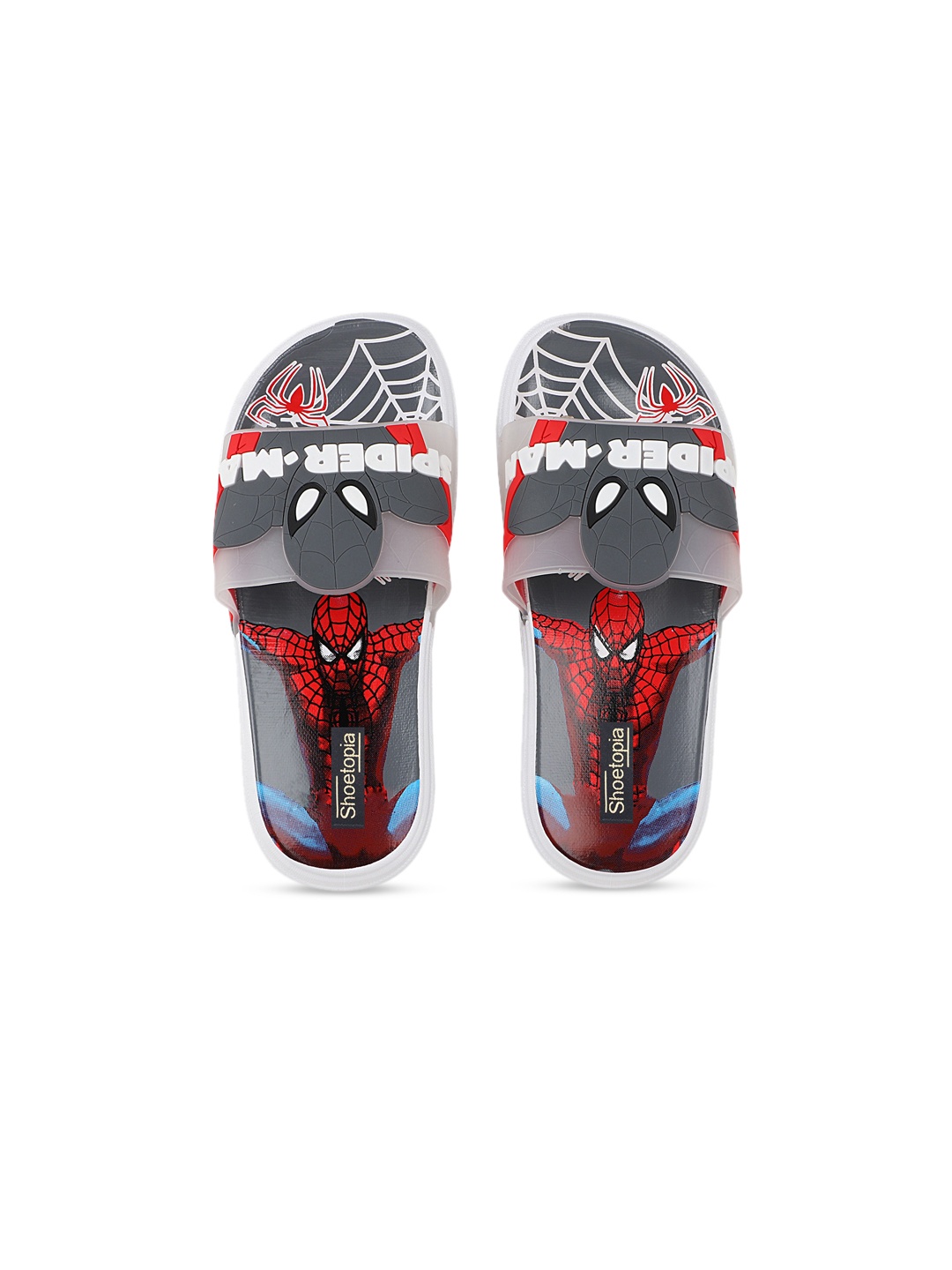 

Shoetopia Girls Grey & Red Spiderman Printed Sliders