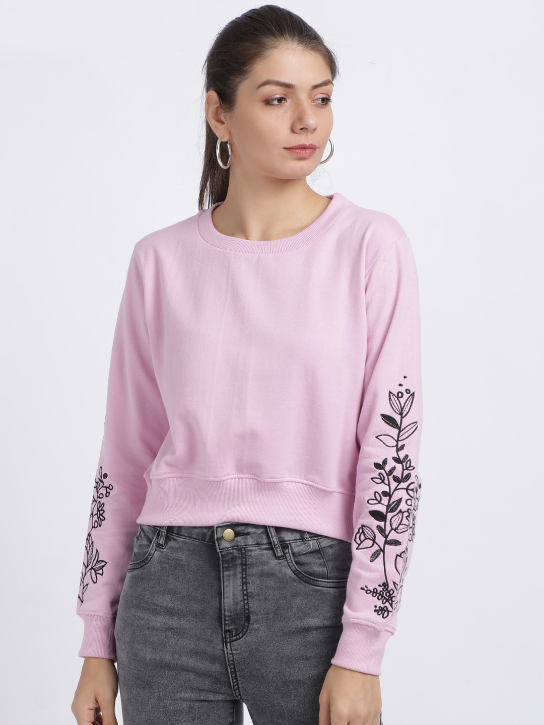 

BEVERLY BLUES Women Pink Solid Sweatshirt