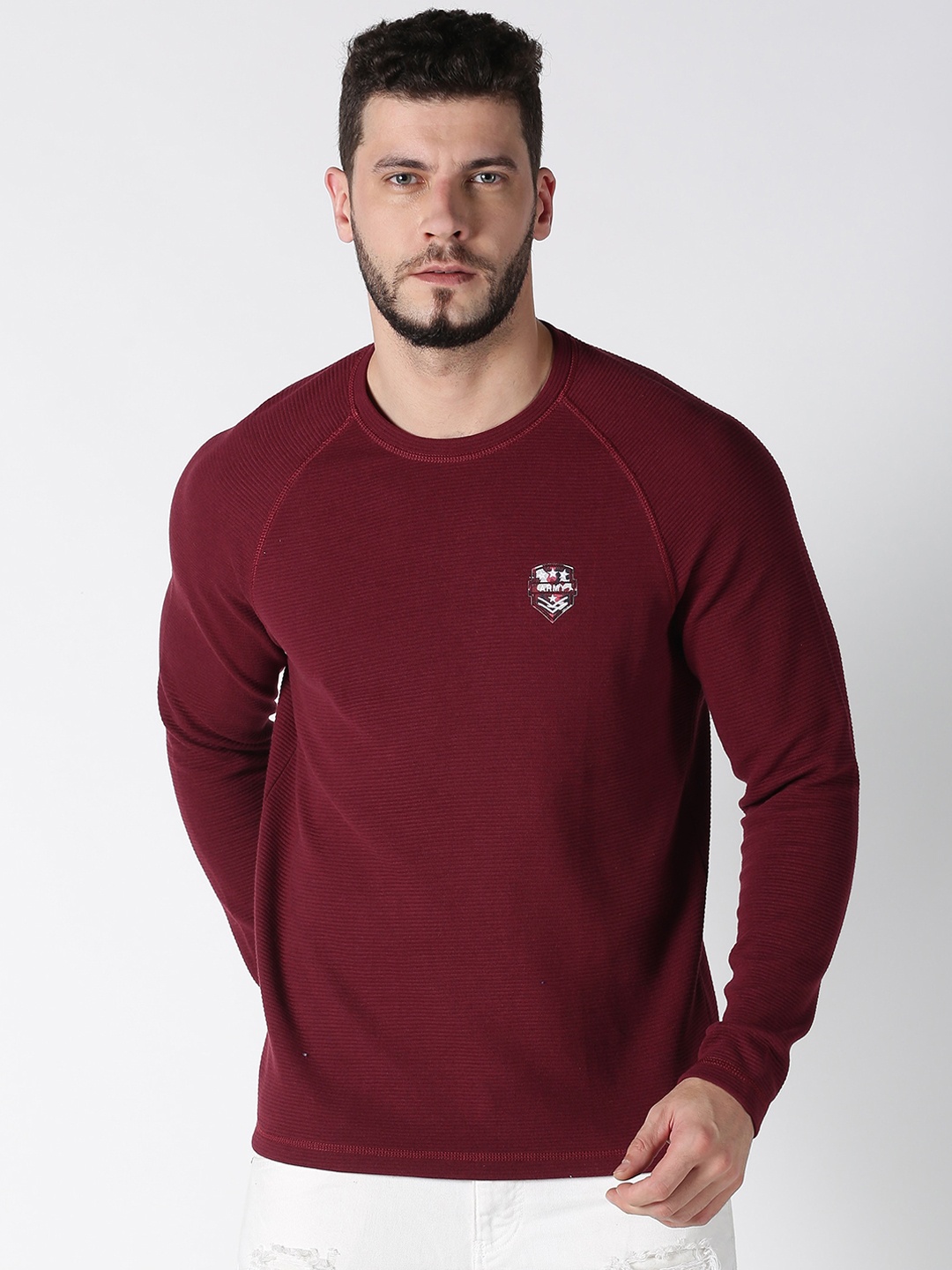 

UrGear Men Maroon Solid Sweatshirt
