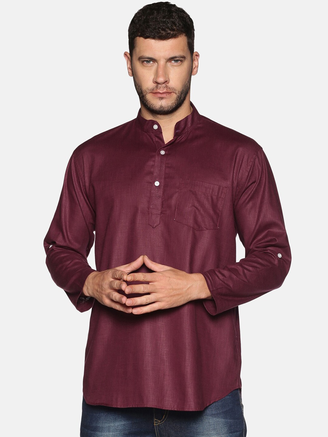 

Sethukrishna Men Maroon Solid Straight Kurta