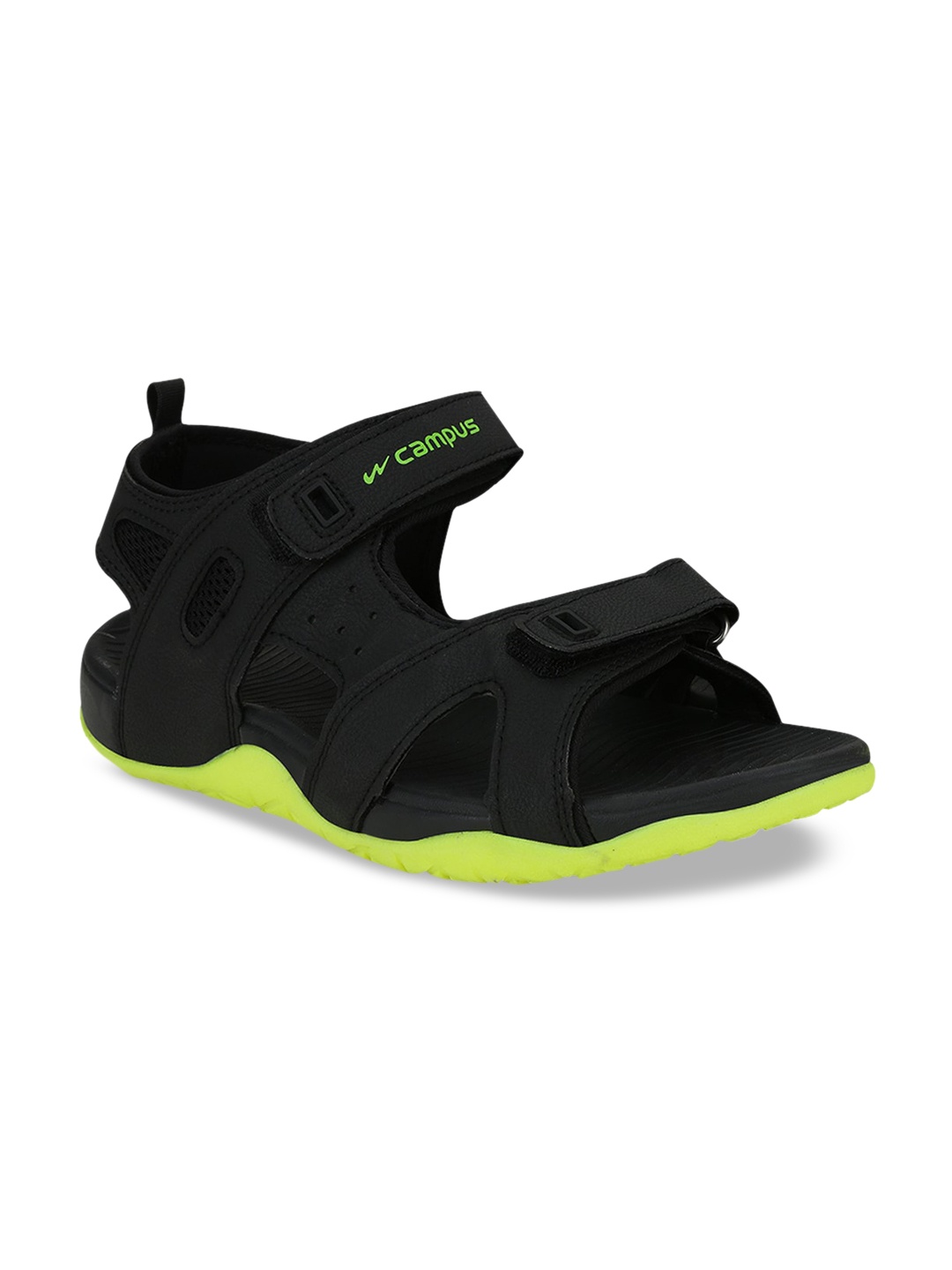 

Campus Men Black & Green Comfort Sandals