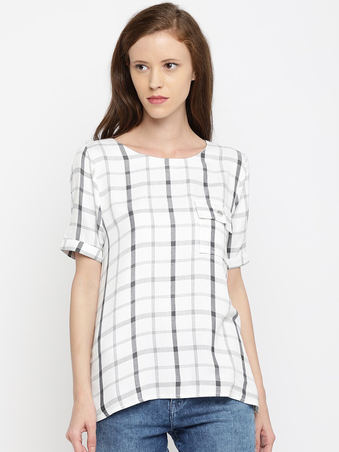 

Pepe Jeans Women White Checked Top