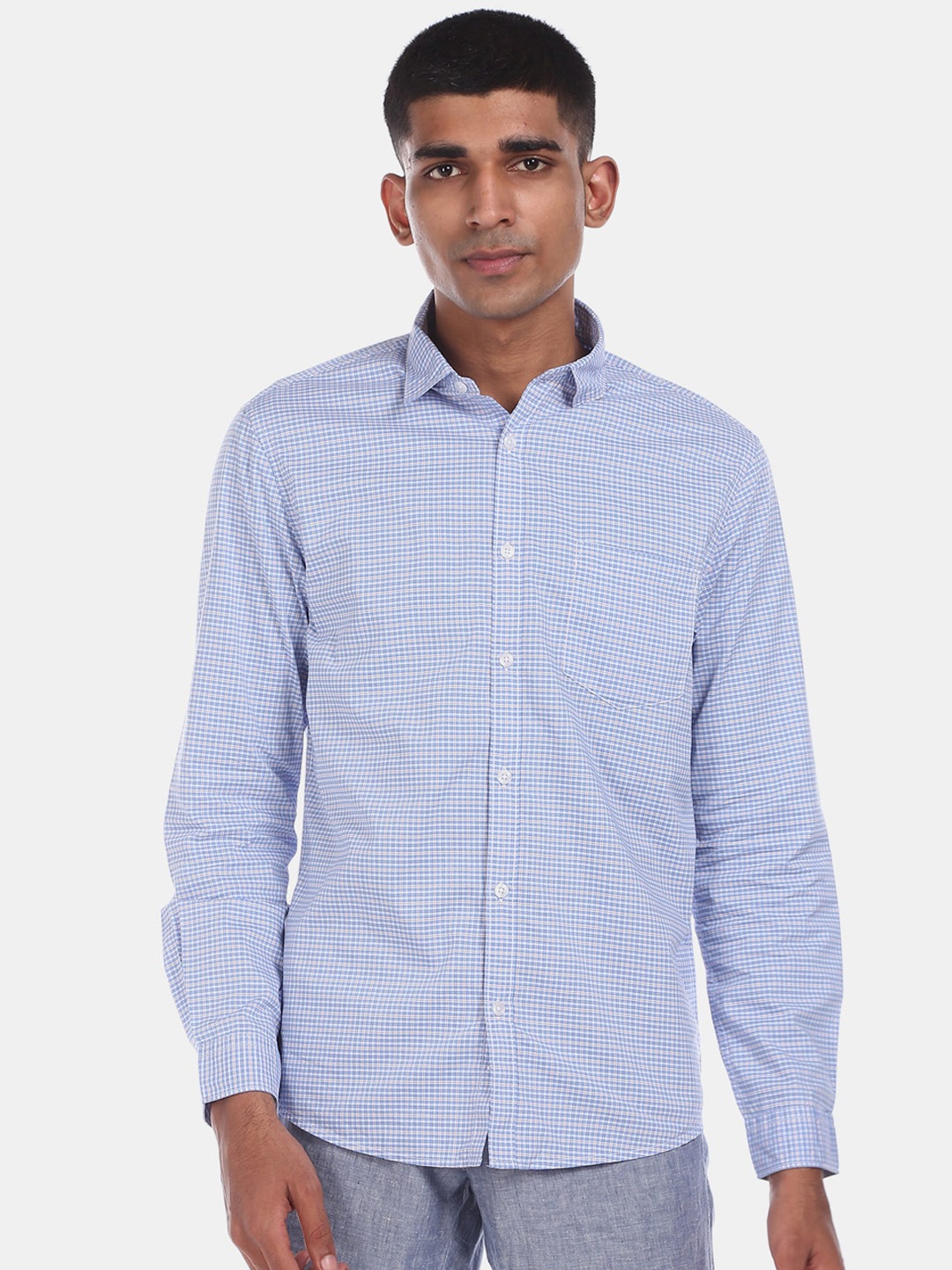 

Ruggers Men Blue Regular Fit Checked Casual Shirt
