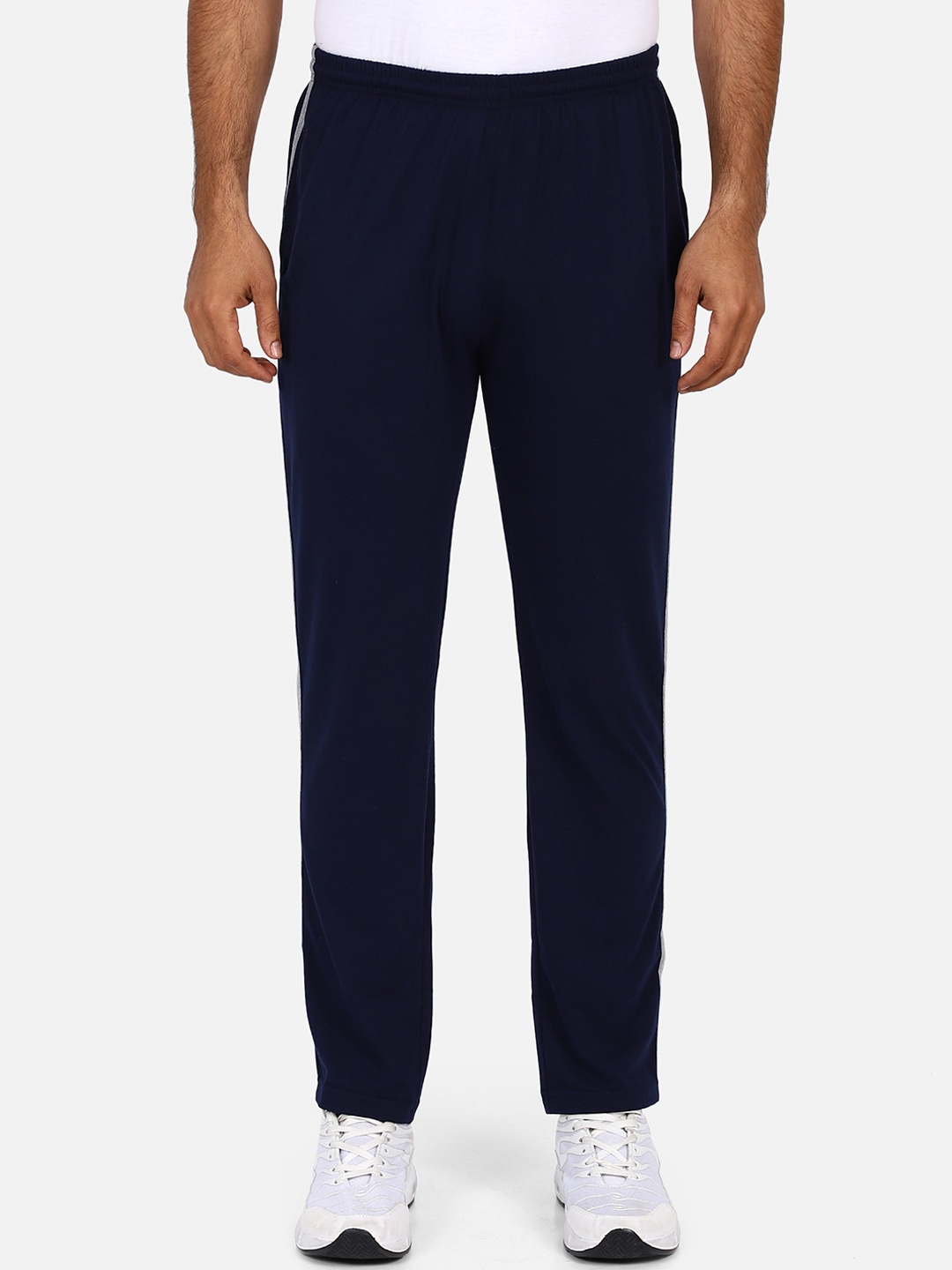 

PROTEENS Men Navy Blue Solid Straight-Fit Track Pants