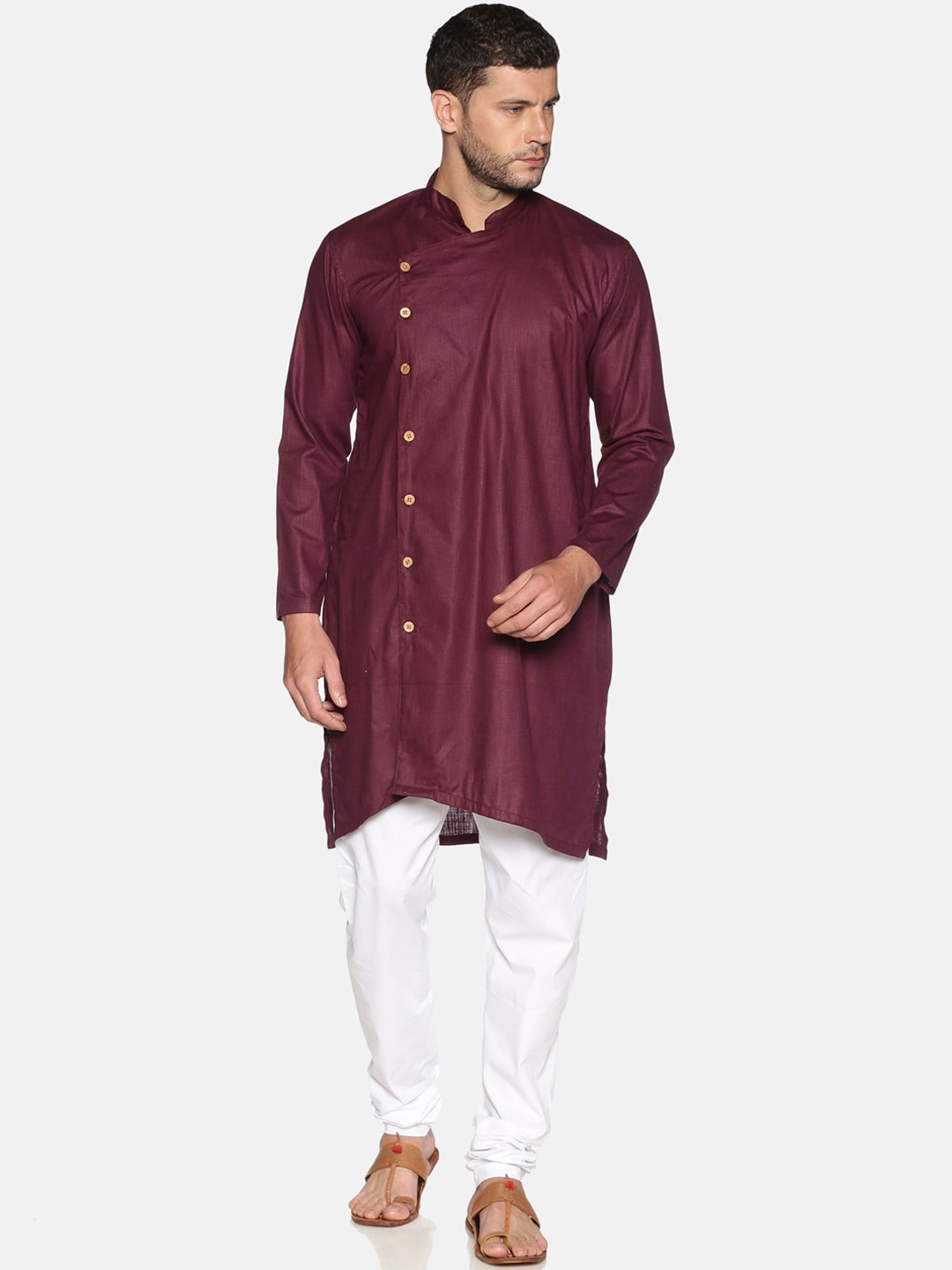

Sethukrishna Men Maroon Solid Kurta with Pyjamas