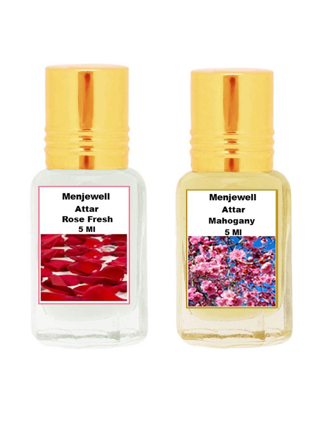 

Menjewell Pack of 2 Rose Fresh & Mahogany Attar 10ml, Yellow