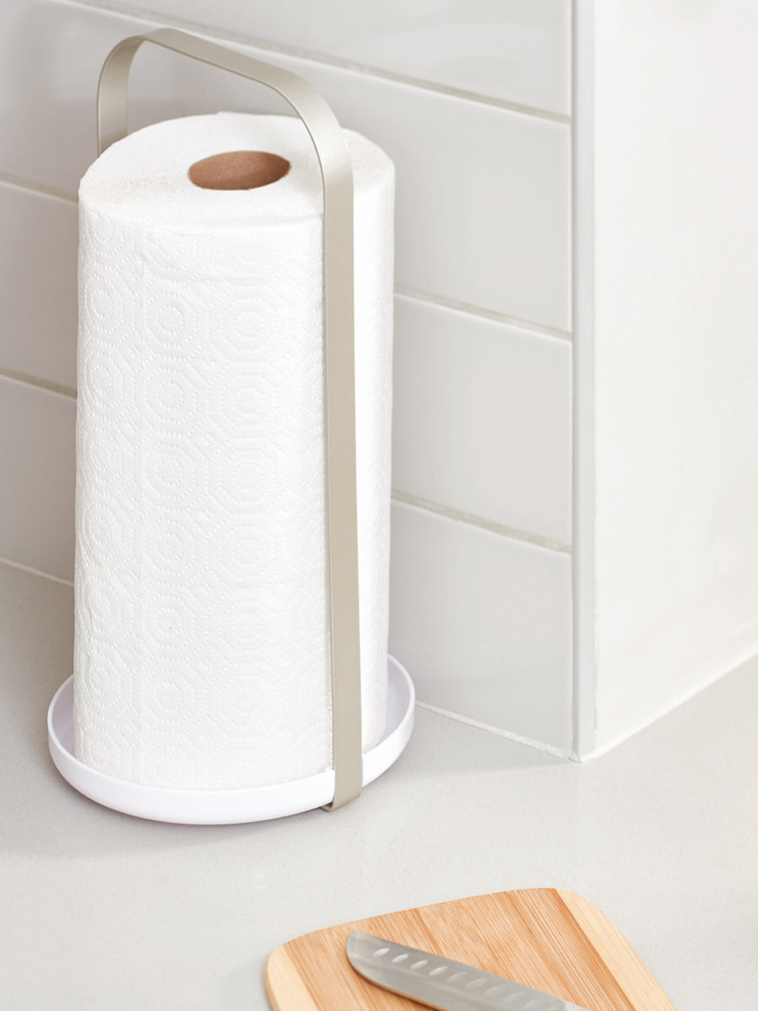 

INTERDESIGN Silver-Toned & White Solid Sustainable Paper Towel Holder