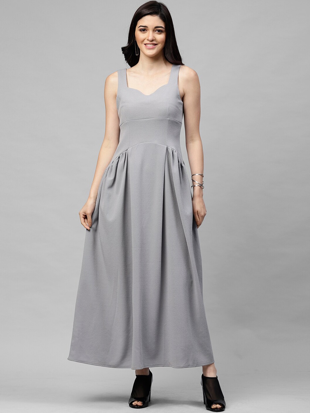 

Athena Women Grey Solid Maxi Dress