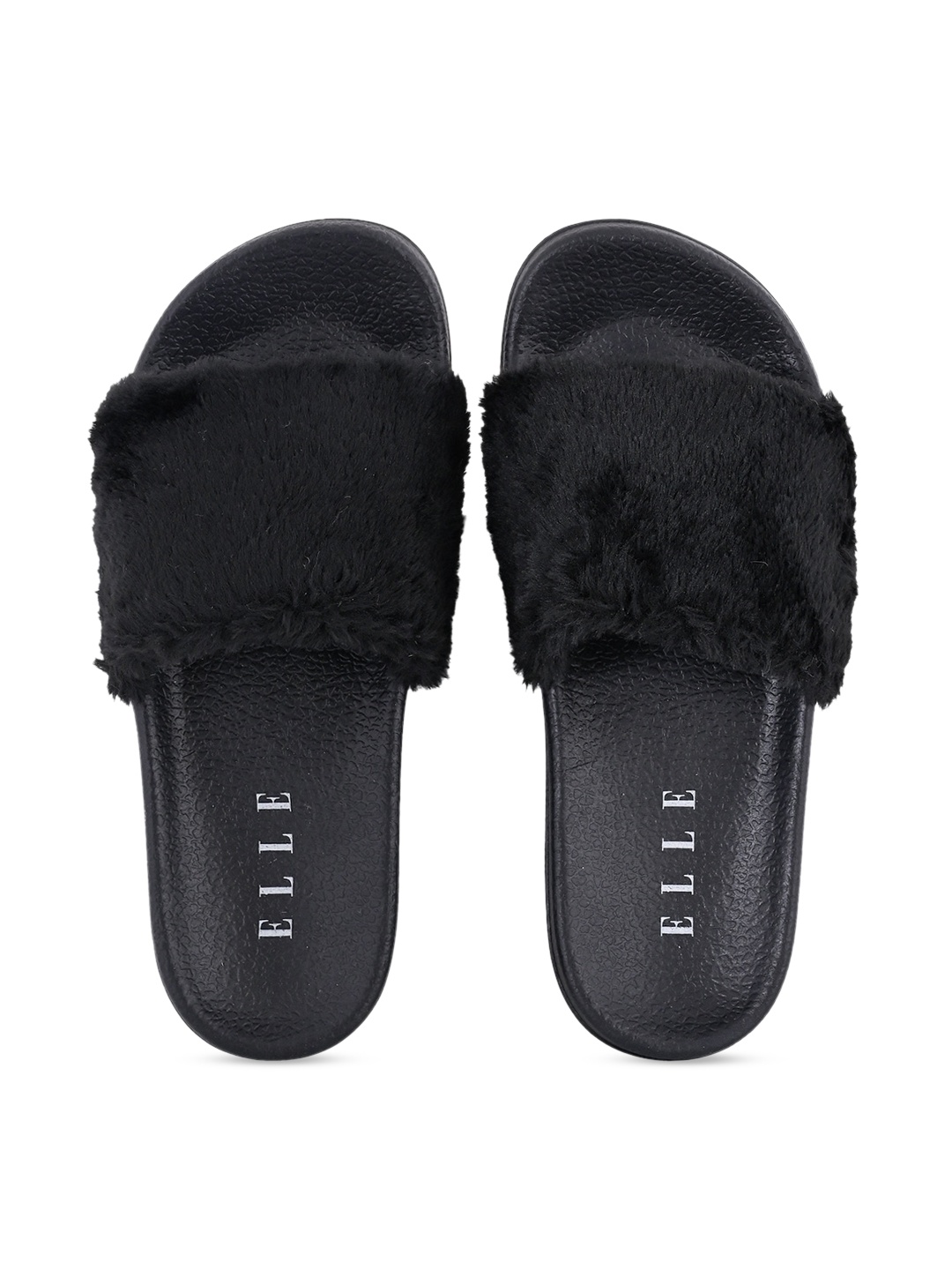 

ELLE Women Black Faux Fur Sliders