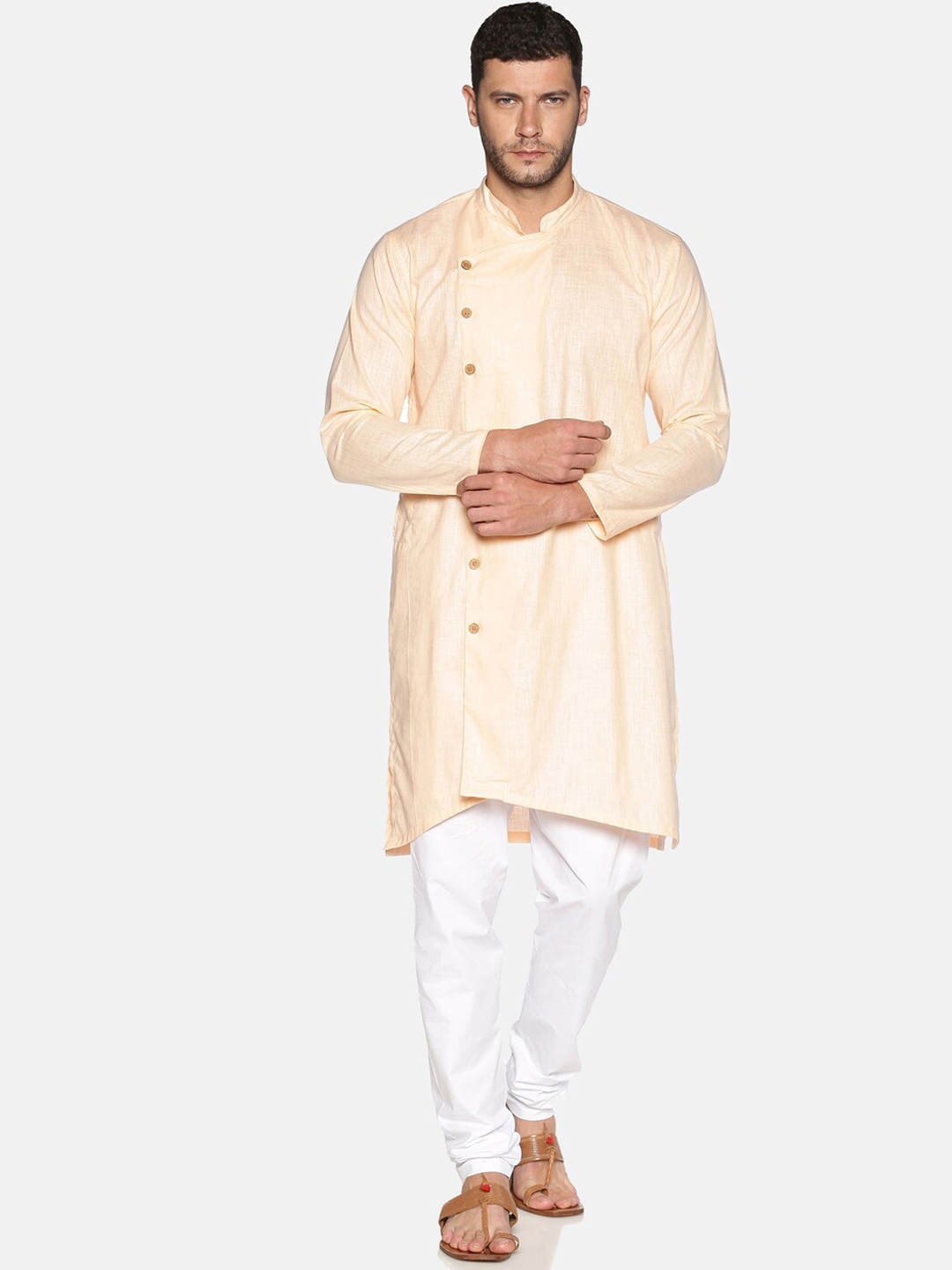 

Sethukrishna Men Beige Solid Kurta with Pyjamas